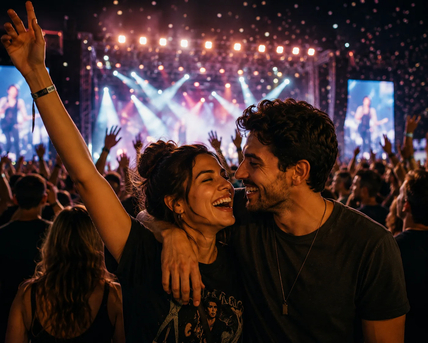 Couple attending a live concert together